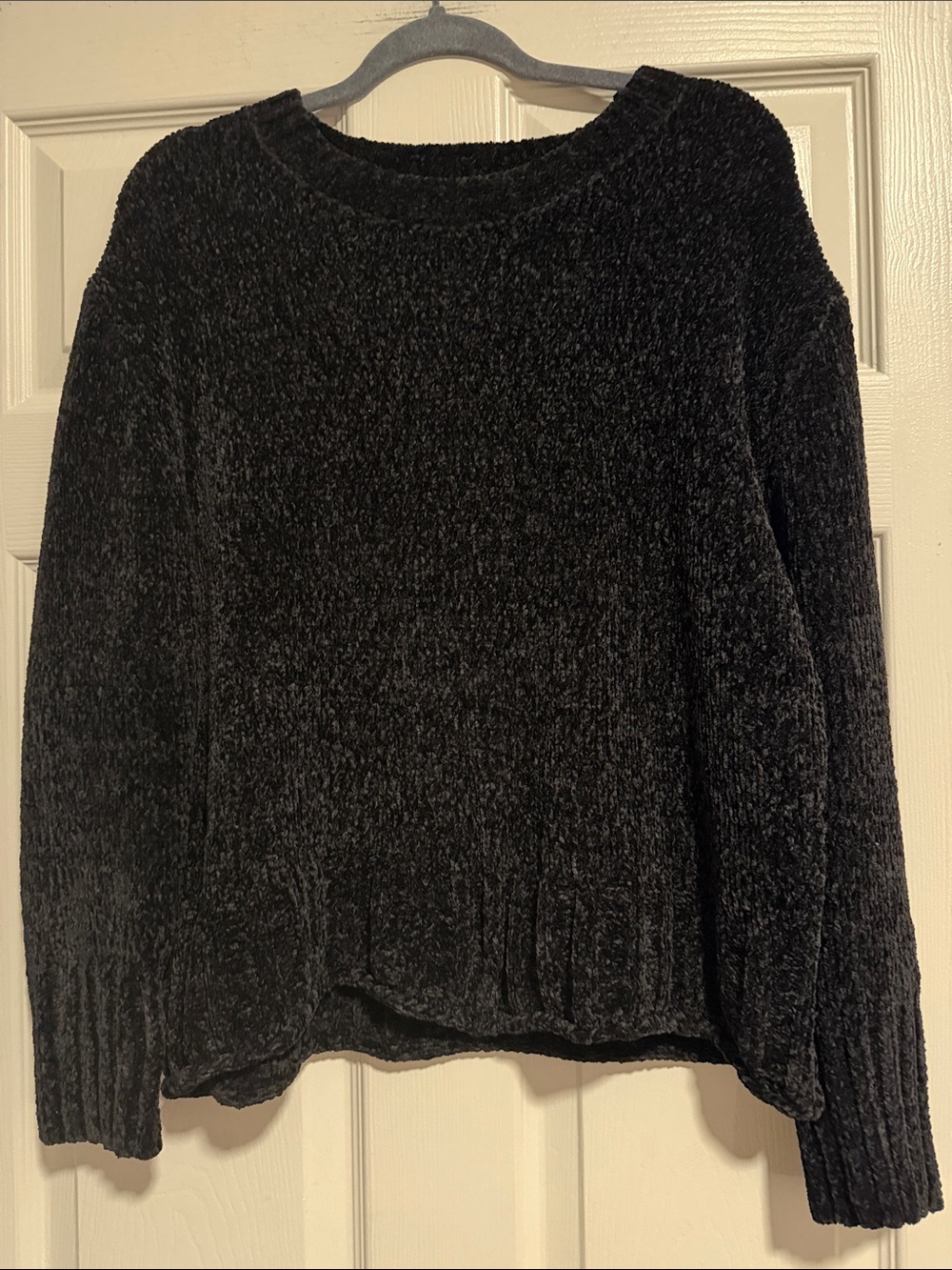 Christian Siriano Black Chenille Crewneck Sweater